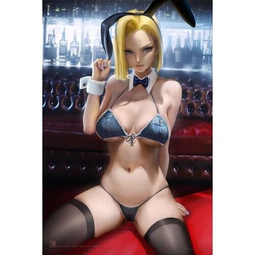 Print Canvas gold hair Rabbit ear Croupier Sexy Girl Art Poster 40x60 50x70 60x90 Custom Living Room Bedroom Home Decor Painting