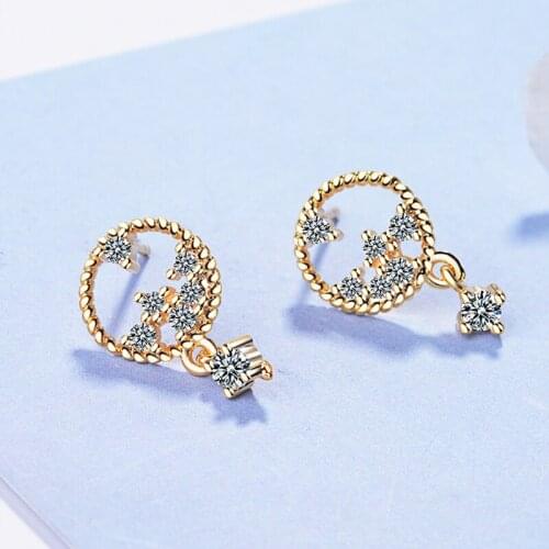 KOFSAC New Fashion 925 Sterling Silver Stud Earrings For Women Party Shiny CZ Whorl Round Circle Earring Jewelry Girl Best Gift