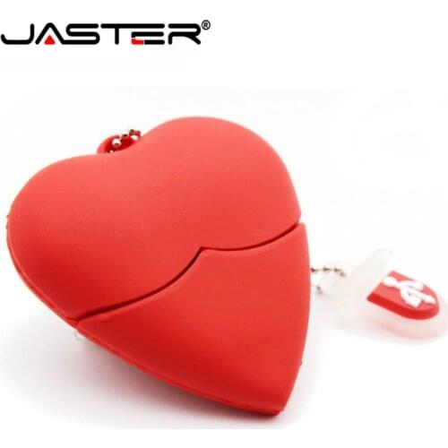 JASTER Love heart style usb flash drive pen drive 4gb 8gb 16gb 64GB 32GB usb stick pendriver USB 2.0 u disk thumb drive necklace