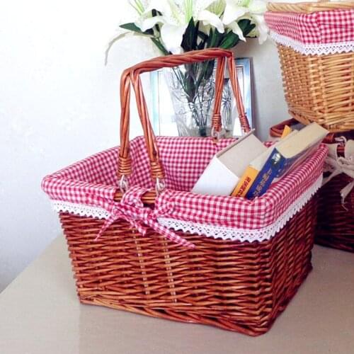 2017 Creative manual cane Fruit and vegetable basket shopping basket gift basket picnic basket Square and oval shape available