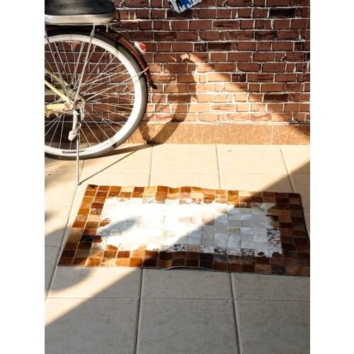 America Style Leather Cowhides Into The Door Mat Door Entrance Floor Mats Foyer Bedroom Bedside Pedal Home Rug Custom