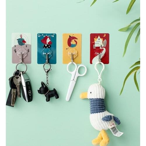 Strong Nail-free Hook for Bathroom and Bathroom Adhesive Hook Suction Rack Shelves Cartoon Wall Hanging Seamless Sticky Hook