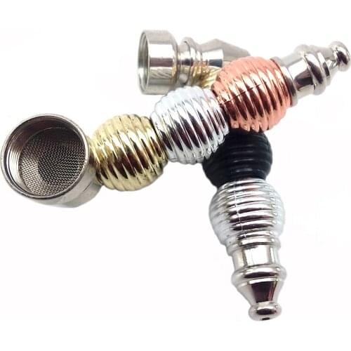 Fashion Metal Screw Thread Pipe Tobacco Smoking Pipes Gift Smoke Detectors Grinder Smoke Narguile Hookah Mouthpiece