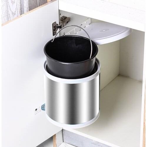 Stainless Steel Trash Can For Kitchen Garbage Poubelle Recessed Built-in Double Bucket Trash Bin Dustbin Hide Style Waste Bin