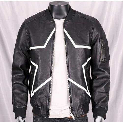 Mens Genuine Pure And Natural Sheep Skin Leather Jacket Motorcycle Short Thin Leather Jacket Spring /Autumnjacket Coat 4XL 5X