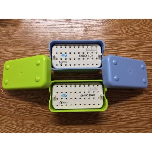 2pcs/set New Dental Plastic Endo Box With A Ruler Blue & Green Brand New