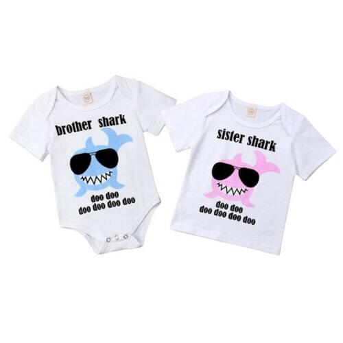 Adorable Kid Baby Boys Girls Cotton Bodysuit T-shirt Outfits Clothes Set