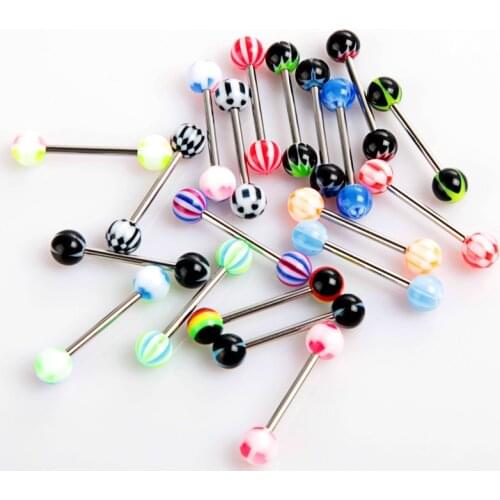 Starbeauty Factory Pirce 1 Piece Surgical Steel & Acrylic Tongue Piercing 1.6*16mm Piercing Balls Tragus Friend New Year Gift