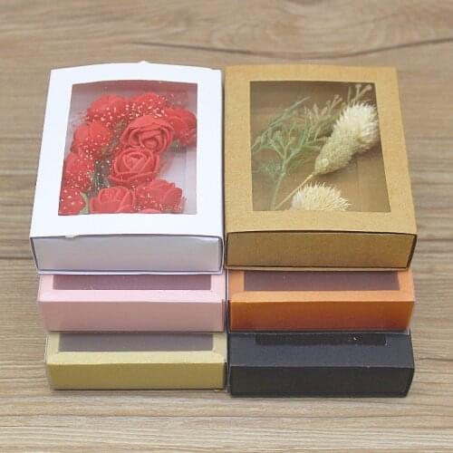 10pcs With Transparent PVC Window Gift Box Chocolate Candy packaging Boxes Christmas Wedding Decoration Event & Party Supplies