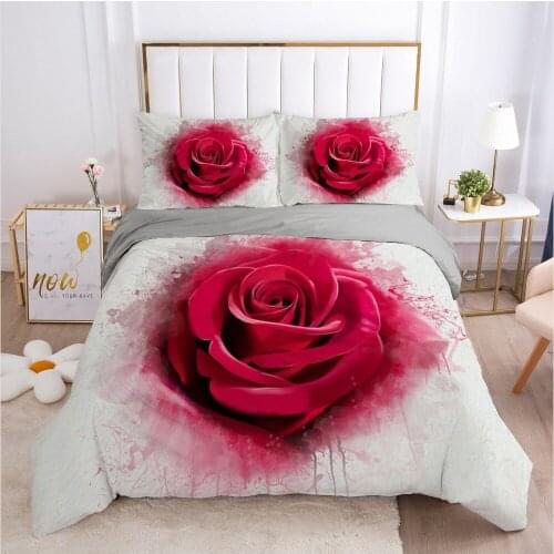 3D Flower Design Duvet Cover Set Bedding Sets Comforter Case and Pillowcase King Queen Full Twin Size Bedclothes