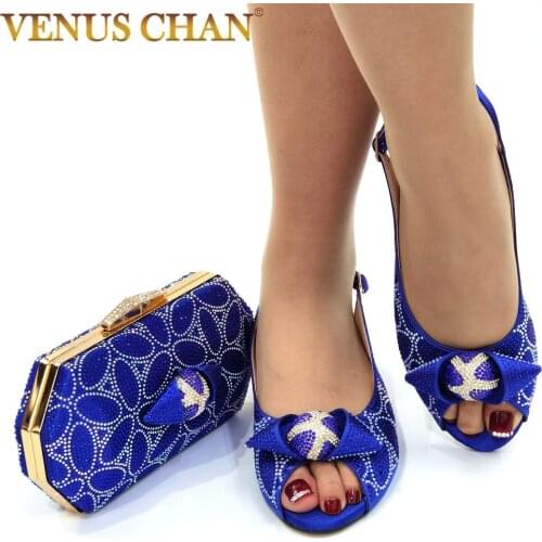 Popular 2021 New Coming Italian Shoes and Bag Set for Party New Arrivals Women Shoes Matching Bag in Royal Blue Color