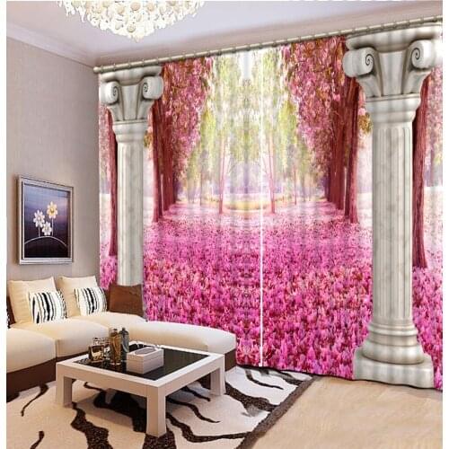 Roman curtains beautiful Photo Fashion Customized 3D Curtains pink curtain