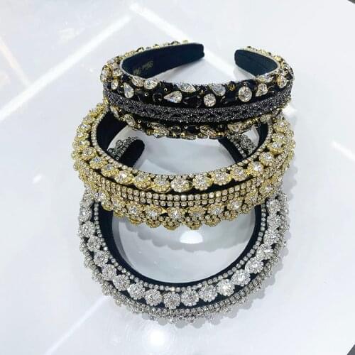 Luxury Full Rhinestones Hair Bands For Women Girls Candy Color Crystal Wide Headbands For Adults Party Catwalk Headbands