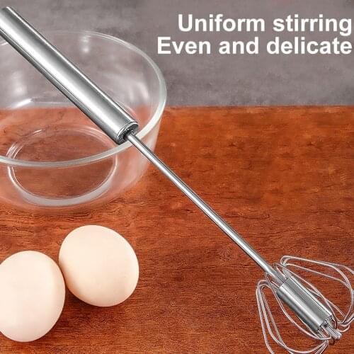 Manual Egg Whisk Stainless Steel Semi-automatic Press Rotary Beater Milk Frother Handheld Cream Stirrer Mixer Kitchen Tools