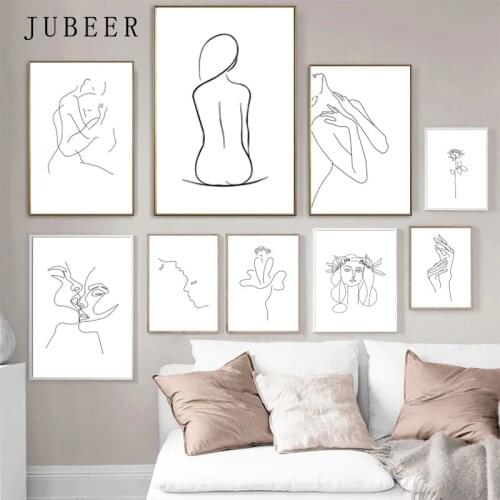 Nordic Minimalism Wall Art Poster Abstract Line Girl Posters and Prints Decoratibe Picture for Room Home Decor Canvas Painting