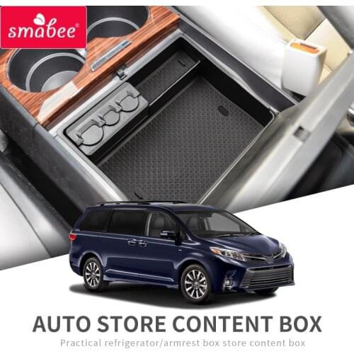 Smabee Car central armrest box For Toyota Sienna 2011 ~ 2018 30 XL30 Accessories Stowing Tidying Center Console Organizer BLACK