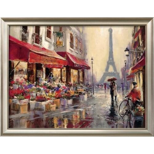 Modern art cityscape paitning April in paris home decor handmade oil painting High quality