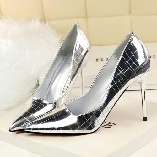Fashion Womens Pumps Shoes On Heels 9.5cm Patent Leather High Heel Shoes Ladies Pumps Shoes For Party Thin Heel Female Stiletto