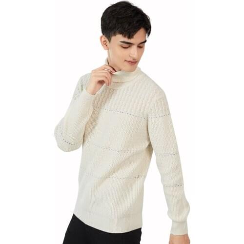 Zhili Mens 100% Cashmere Turtleneck Ribbed Collar Long Sleeve Sweater