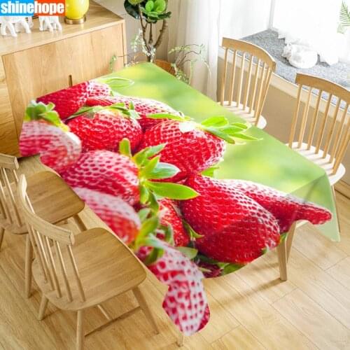 New Arrival Custom Strawberry Table Cloth Waterproof Oxford Fabric Rectangular Tablecloth Home Party Tablecloth