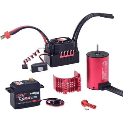 SURPASS HOBBY Waterproof Combo 3660 3500KV Brushless Motor/Heat Sink 80A Brushless ESC +S0900M 9KG Servo for RC 1/8 Car