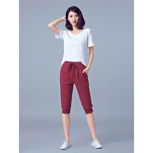 2020 Straight Top Real Trousers Women Vadim Cotton Solid Elastic Waist Free Shipping Thin Plus Casual Harem Pants