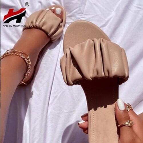 NAN JIU MOUNTAIN 2020 Womens Flat Slippers Open Toe Outdoor Sandals Beach Shoes Solid Color Fashion Summer Plus Size 41