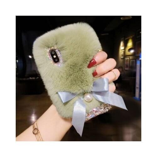 Fluffy Plush Warm Phone Case For Huawei P40 P30 P20 P10 LiTE PLUS Mate 30 20 10 Pro Lite Case Fur Rabbit Diamond Soft Cover Capa