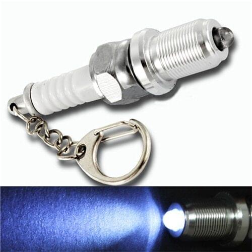 JINHF 1Pcs Casual LED Key Chain Spark Plug Key Chain Keychain Car Parts Keyring Car Styling Accessories Decoration