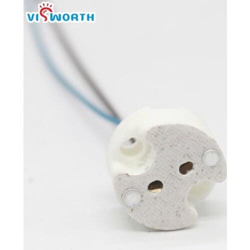 10pcs/lot)Mr16 G5.3 Lamp Bulb Holder White Ceramic Body Socket With Electrical Wire Cable For G5.3 Led Light