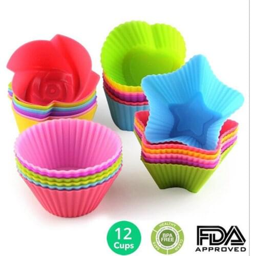 10Pcs kinds Soft Round Silicone Cake cup decorating Muffin Bake Brownie Dessert Pan Candy Chocolate Liner Baking Cup decoration