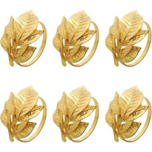 12Pcs Metal Tree Leaf Napkin Ring For Wedding Table Decoration Hotel Western Restaurant Dedicated Serviette Buckles