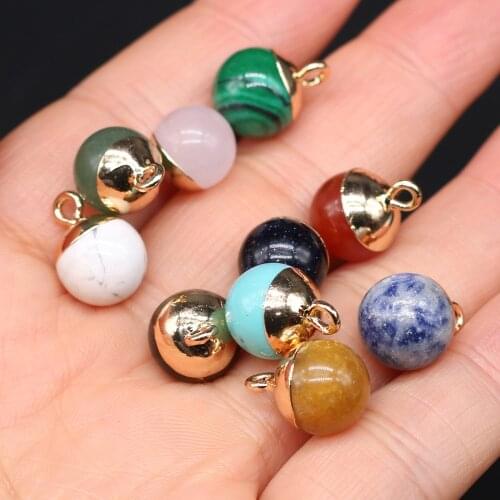 Natural Stone Agates Crystal Rose Quartzs Green Aventurine Pendant for Earring Necklace Jewelry Making Women Gift Size 10mm