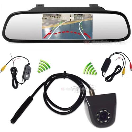 2018 Wireless HD Car 4.3" TFT Monitor Display & Intelligent Dynamic Trajectory Tracks Parktronic CCD Reverse Backup cam 8 LED