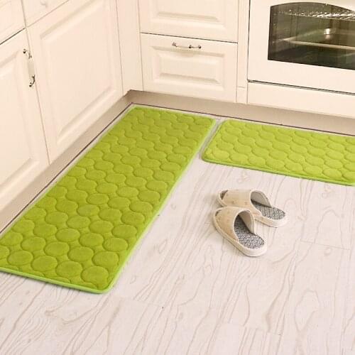50X80+60X160CM/Set Coral Velvet Kitchen Mat Anti-Slip Bathroom Carpet Absorb Water Kitchen Rug Home Entrance Doormat/ Foam Mat