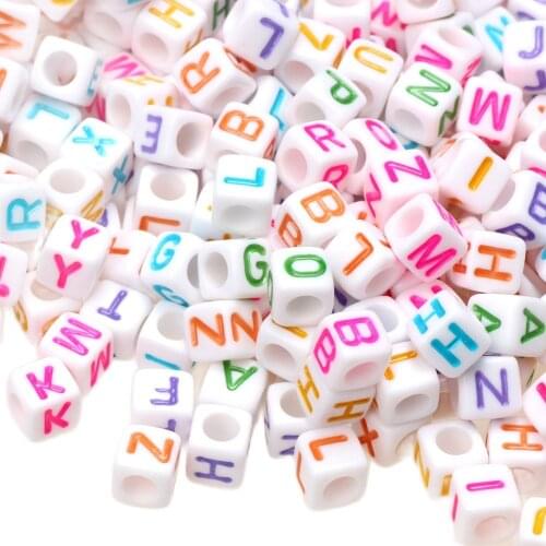 6MM 30/50/100/200PCS A-Z 26 Acrylic Color Letter Digital Cube Loose Spacer Bead DIY Jewelry Making Bracelet Necklace Gift