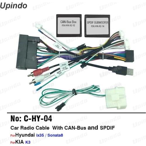 Car Audio Cable with CAN-Bus Adapter Wiring Harness Power Connector Socket for Hyundai ix35 Sonata8 for KIA K3