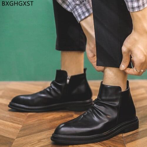 Chelsea Boots Men Pointed Toe Winter Boots Luxury Designer Shoes Ankle Boots for Men Male Motorcycle Shoes for Man 2021 Zapatos