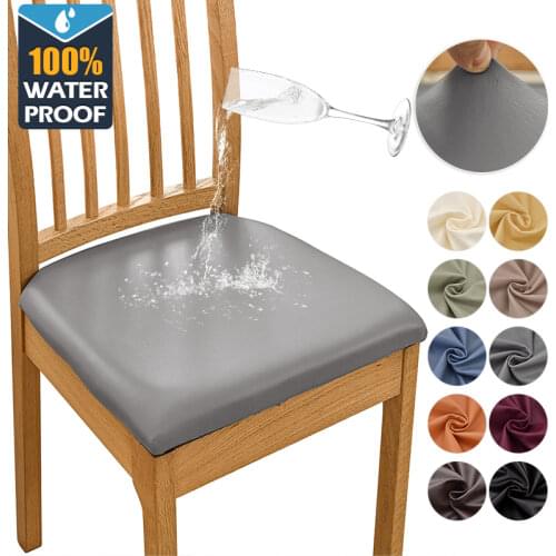 12/4/6Pcs Waterproof PU Leather Fabric Chair Cover Big Elastic Seat Chair Covers Stretch Seat Case For Home Hotel Party Banquet