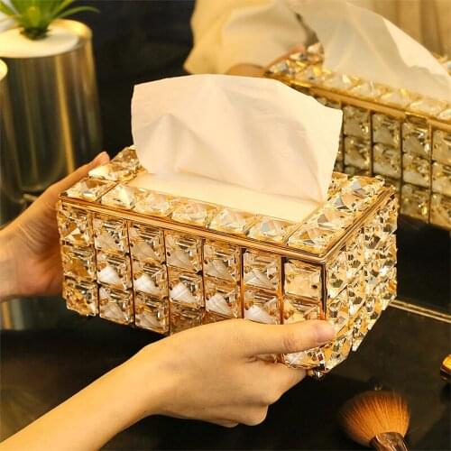 Crystal Facial Tissue Box Holder Crystal Cube Napkin Dispenser Bedroom Office Hotel Cafe Coffee House Bar tissue boxes