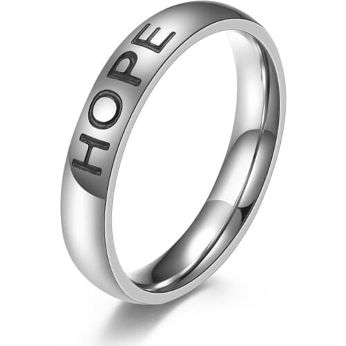Simple Hope Love Faith Rings Stainless Steel Single Finger for Woman Girl Sister Tail Ring Party Accessories