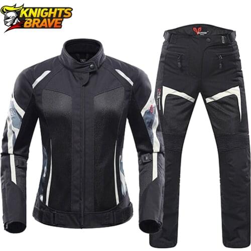 Women Motorcycle Jacket Summer Breathable Mesh Moto Jacket Chaqueta Moto Protective Gear Motorcycle Suit Motorbike Clothing Set