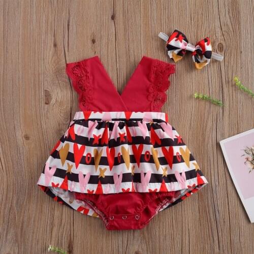 Pudcoco Newborn Baby Girl Clothes Sleeveless Lace Ruffle Striped Print Romper Jumpsuit Headband 2Pcs Outfits Sunsuit Summer