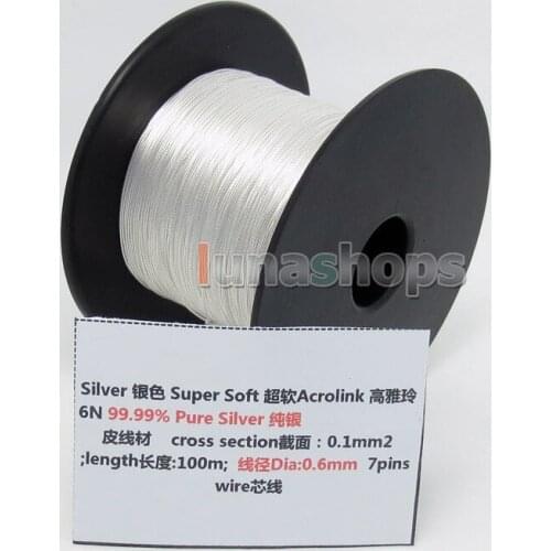 LN004429 5m 30AWG Acrolink Pure Silver 99.9% Signal Wire Cable 7/0.1mm2 Dia:0.6mm For DIY