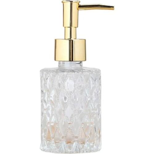Multipurpose Mesa Soap Dispenser Easy to Clean Glass Soap Pump Dispenser perfect for Kitchen and Bathroom (Gold)