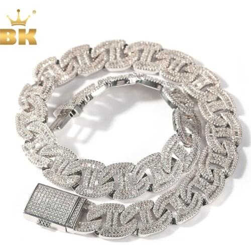 The BLING KING 17MM Heavy Miami Cuban Necklaces For Men Iced Out Baguette CZ Luxury Fashion Hiphop Jewelry Dropshipping