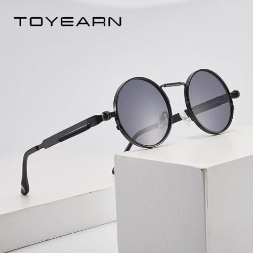 2020 New Vintage Round Gothic Steampunk Sunglasses Men Women Fashion Brand Design Retro Metal Mirror Sun Glasses For Male UV400