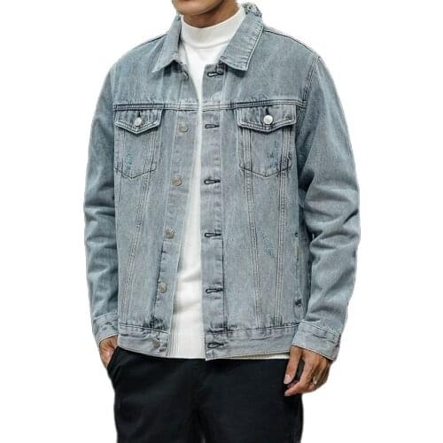 2021 New Denim Jacket Men Hole Retro Motorcyle Jeans Coat Men Fashion Streetwear Bomber Denim Jacket Mens Casual Denim Coats