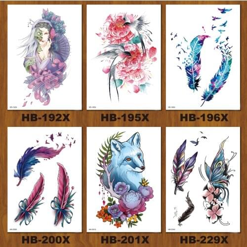 NEW 21x15cm Temporary Fashion Tattoo Black Sexy Necklace with Feather Waterproof Temporary Tattoo Stickers