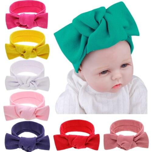 Solid Color Baby Headdress Rabbit Ears Hairband Big Bowknot Elastic Turban Photography Props Clothing Accessories Festival Gifts